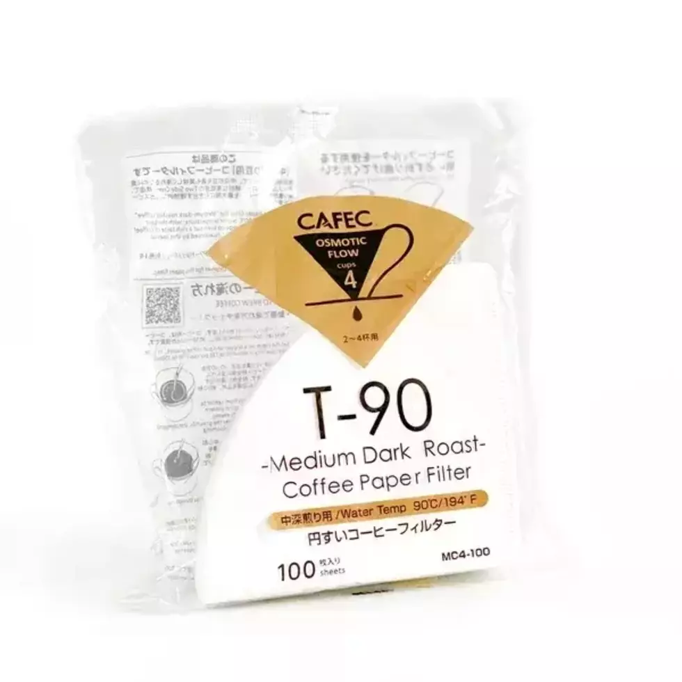 T-90 Medium-dark Roast Coffee Papirfilter, Cup 04 (Tilsvarer Hario 02) &#8211; 100 stk